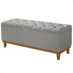 Imagem de Recamier Baú Dubai Linho Cinza Queen 1,50M Estofado Base Madeira - Ark