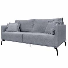 Imagem de Sofá Decorativo 3 Lugares 220cm Pés Em Aço Stagno Linho Cinza G63 - Gr