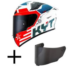 Imagem de Capacete KYT TT Course Fuselage Branco e Vermelho Mais Viseira Fumê
