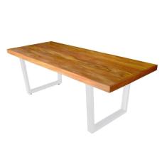Imagem de Mesa Industrial Lanna Madeira Maciça C- Ferragem Branca 2,20m Marrom