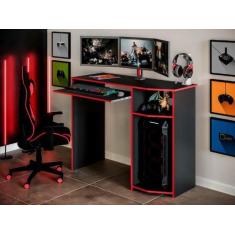Imagem de Mesa / Escrivaninha Gamer Com Espaço Para cpu Cor Preto/Vermelho