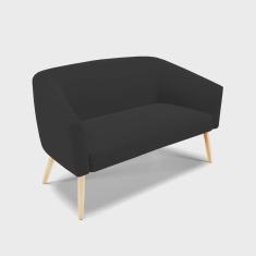 Imagem de Namoradeira 02 Lugares Stella Veludo Preto Pés Palito Natural - D'Rossi