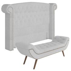 Imagem de Cabeceira Cama Box King 195cm Provença e Recamier Veneto P02 Bouclé Branco - Mpozenato