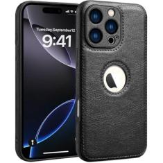 Imagem de SOUTEM Capa de couro PU para iPhone 16 Pro Max, capa de proteção completa para lente da câmera, capa protetora de corpo inteiro de couro PU fina para negócios de luxo antiderrapante resistente à prova