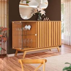 Imagem de Balcão Rústico 3 Portas Com Pés Em Madeira Maciça Nature Reid Shop Jm