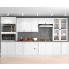 Imagem de Cozinha Completa 6 Peças 15 Portas 2 Gavetas com Paneleiro Unna Espresso Móveis Branco