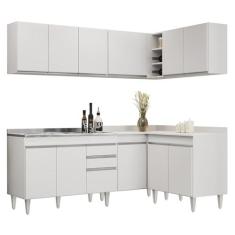 Imagem de Armário de Cozinha Modulado de Canto 6 Peças CP30 com Pia Inox Branco - Lumil