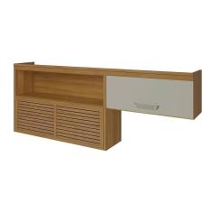 Imagem de Armário Aéreo p- Cozinha Princesa c- Nicho E 2 Portas Basculante Ripado 200cm Freijo-off White