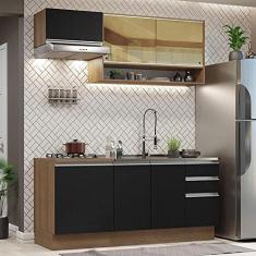 Imagem de Cozinha Completa Madesa Glamy 180008 com Armário e Balcão (sem Tampo e Pia) - Rustic/preto