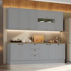 Imagem de Cozinha Compacta 7 Peças 11 Portas 3 Gavetas Emily Cinza/Marrom