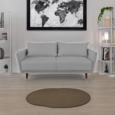 Imagem de Sofá 3 Lugares Linho Cinza Pietro Base em Madeira Maciça