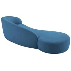 Imagem de Divã Recamier Orgânico França 160cm Lado Esquerdo Linho Adj Decor Azul Royal