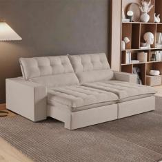 Imagem de Sofá Retrátil e Reclinável Oregon Veludo - Blossom Casa, Cru 2320, 250