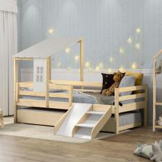 Imagem de Bicama Infantil Prime Telhadinho ii e Escadinha/Escorrega Casatema