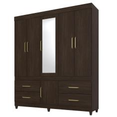Imagem de Guarda Roupa Casal 6 Portas Com Pés E Espelho Guarujá ébano