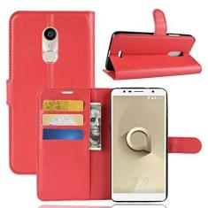 Imagem de Capa para Alcatel 3C, capa carteira flip de couro PU premium com compartimento para cartão, suporte e fecho magnético [capa interna à prova de choque de TPU] Compatível com Alcatel 3C