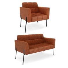 Imagem de Sof  Namoradeira E Poltrona Base P  De Ferro Preto Elisa Cora