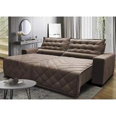 Imagem de Sofá 2,42m Retrátil e Reclinável com Molas Cama inBox Plus Tecido Suede Velusoft Castor