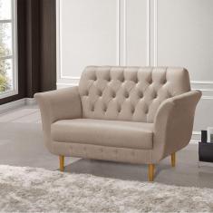 Imagem de Namoradeira Pés Palito Em Madeira Playa 2 Lugares Linho Bege - Bege