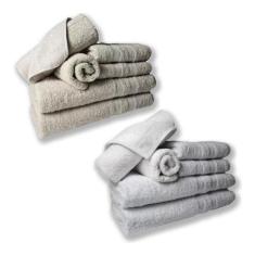 Imagem de Jogo De Toalhas 4 Banhos 4 Rostos 4 Pisos Grossa Bege+branco