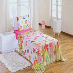 Imagem de Jogo de Cama Infantil Garden Pink Enxovais Aquarela 3 peças