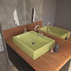 Imagem de Kit Cuba RT49 com Torneira 1198 Metal e Válvula 1 Polegada Compace Verde Acqua