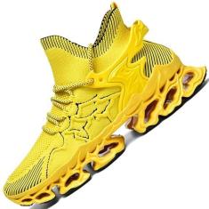 Imagem de Tênis masculino Blade Tênis masculino para corrida em trilha tênis esportivo masculino preto amarelo vermelho tamanho basquete corredor jogging, Amarelo, 41