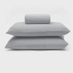 Imagem de Jogo de Cama Buettner King Malha Basic Liso 3 Peças Prata