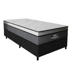 Imagem de Cama Box Solteiro Colchão Gazin Maximus Molas Ensacadas 88x188x62cm Cinza/Preto - Suporta até 120Kg por Pessoa
