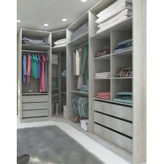 Guarda Roupa Modulado 100% MDF de 1,20m Com 1 Espelho e Canto Closet Branco  