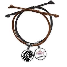 Imagem de DIYthinker Pulseira com símbolo do zodíaco de constelação de gêmeos com corrente de mão e pulseira de princesa de couro