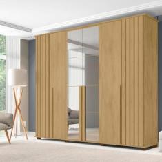 Imagem de Guarda-roupa Casal 6 Portas com Espelho e 4 Gavetas Amsterdã Cinamomo