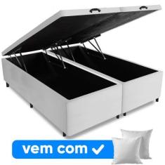 Imagem de Cama Box Baú King Base 193X203x52cm Varias Cores + 2 Travesseiros Fl -