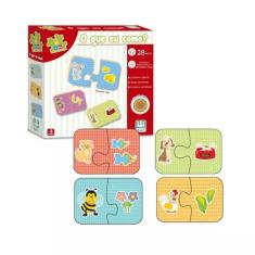 Imagem de Brinquedo Infantil Pedagógico O Que Eu Como? Educativo Quebra Cabeça 28 peças BE A BÁ bebê