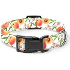 Imagem de SXboxing Coleira de cachorro, coleira fofa para cães pequenos, médios e grandes, coleiras personalizadas ajustáveis macias para animais de estimação com fivela de liberação rápida para caminhada, corrida, pêssegos fofos