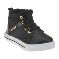 Imagem de Tênis Infantil Feminino Cano Alto Play Preto Branco Unipasso 117-03-001-Feminino