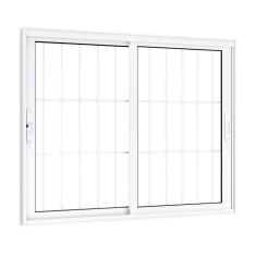 Imagem de Janela de Correr Alumínio Lateral 2 Folhas com Grade Eccellente 120x150cm Lucasa Branco