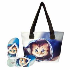 Imagem de Bolsa Com Chinelo Feminino Gatinho Magicc Bolsa