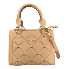 Imagem de Bolsa Feminina Moleca Espaçosa Média Quadrada Aplicações, Nude