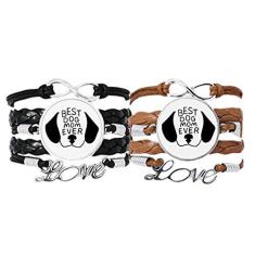 Imagem de Best Dog Mom Ever Citação DIY Design Pulseira de Mão Pulseira de Couro Corda Conjunto Duplo Presente