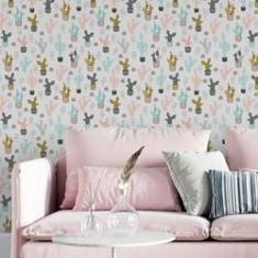 Imagem de Papel De Parede Adesivo Cactos E Arco-Iris N05037 Rl 0,58X3M