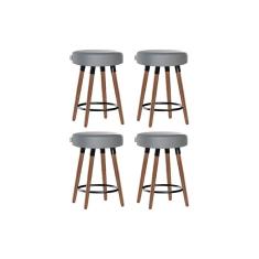 Imagem de Kit 4 Bancos Moderno Pé Palito Roma Slim Cinza 50cm