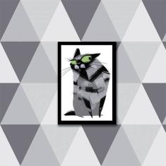 Imagem de Quadro Decorativo Gato Desconfiado 45X34Cm