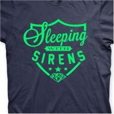 Imagem de Camiseta Sleeping With Sirens Marinho e Verde em Silk 100% Algodão