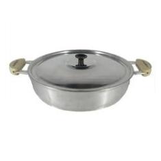 Imagem de Frigideira Alumínio Polido Alça Meia Lua Pomel Baquelite 26 cm Tampa Prensada