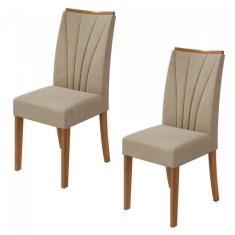 Imagem de Conjunto 2 Cadeiras Apogeu Móveis Lopas Rovere Naturale/Velvet Naturale Creme