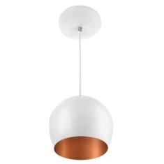 Imagem de Lustre Pendente Bola Pequena Alumínio 15cm  c/ Cobre - Marryluz