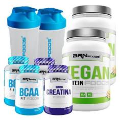 Imagem de Kit 2X Vegan Protein 500G + 2X Premium Creatina 100G + 2X Bcaa Fit Foo