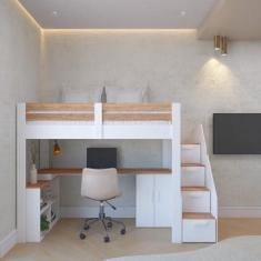 Imagem de Cama Office Multifuncional Solteiro Adulto Star Plus Casatema Branco/Amadeirado