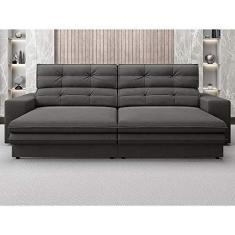 Imagem de Sofá Pegasus 2,50m Assento Retrátil e Reclinável Velosuede Cinza - Netsofas
